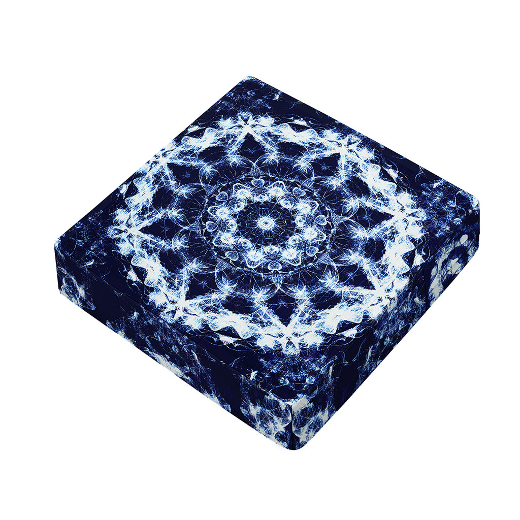 Blue Winter Mandala Print Outdoor Seat Cushion Cover