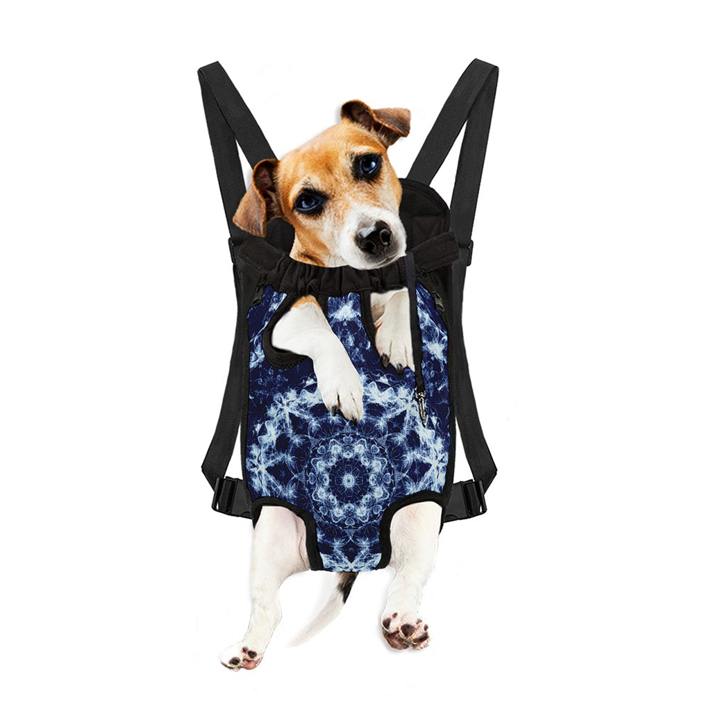 Blue Winter Mandala Print Pet Carrier Backpack