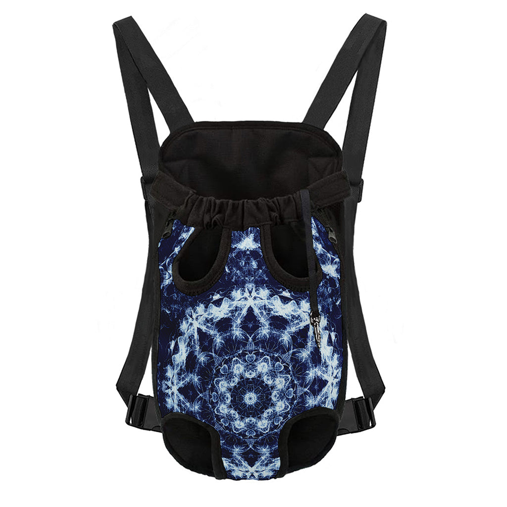 Blue Winter Mandala Print Pet Carrier Backpack