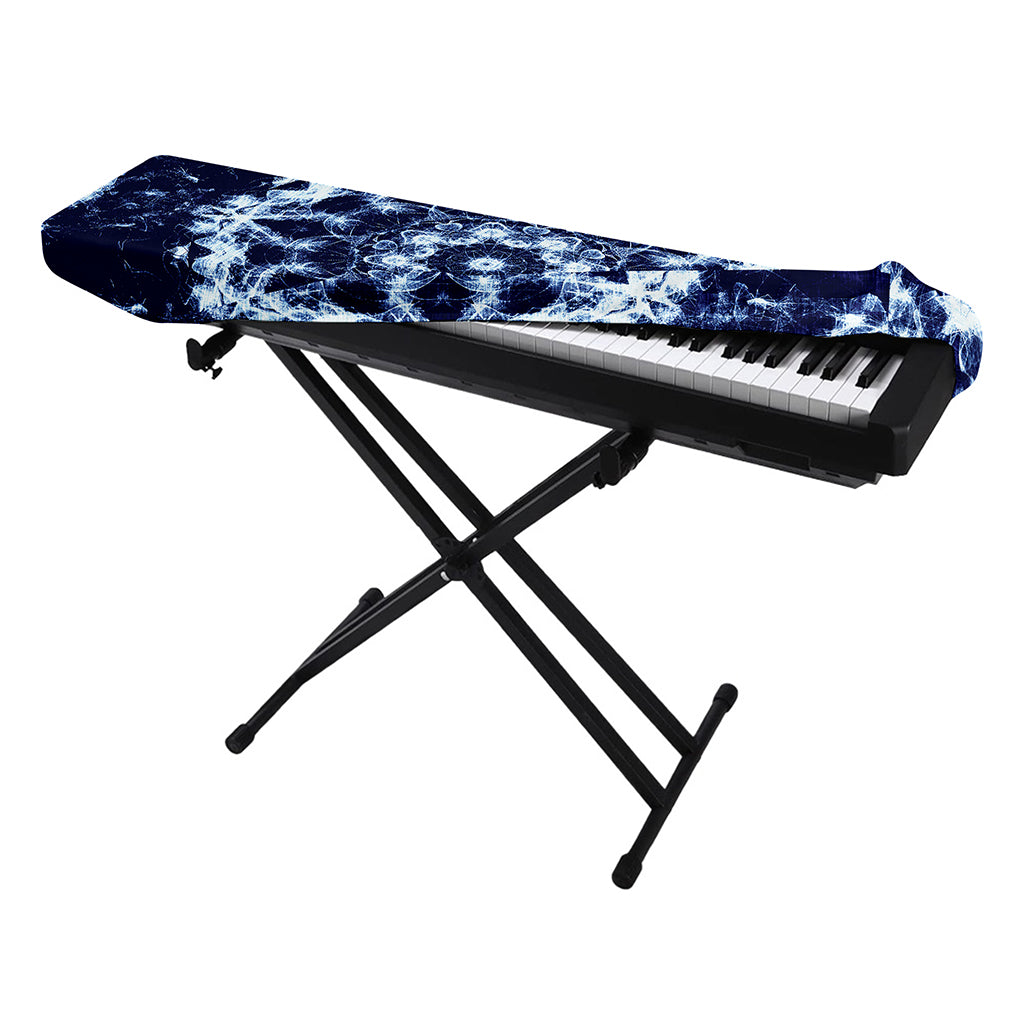 Blue Winter Mandala Print Piano Keyboard Cover