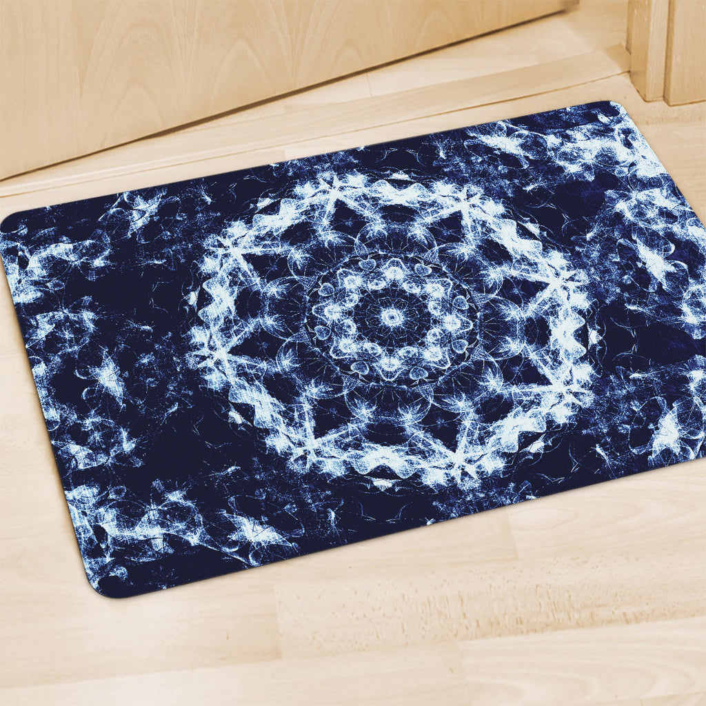 Blue Winter Mandala Print Polyester Doormat