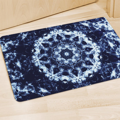 Blue Winter Mandala Print Polyester Doormat