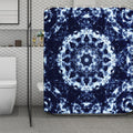 Blue Winter Mandala Print Polyester Shower Curtain
