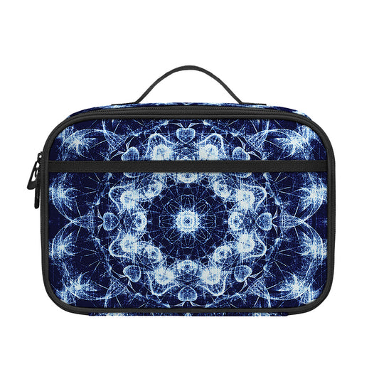 Blue Winter Mandala Print Portable Lunch Bag
