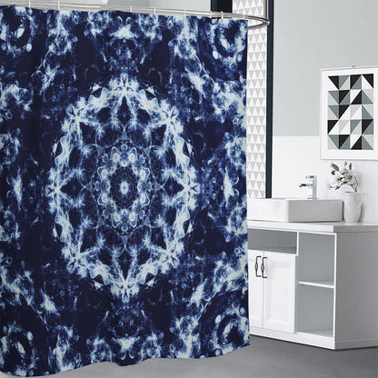 Blue Winter Mandala Print Premium Shower Curtain