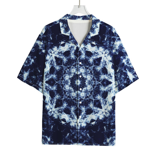 Blue Winter Mandala Print Rayon Hawaiian Shirt