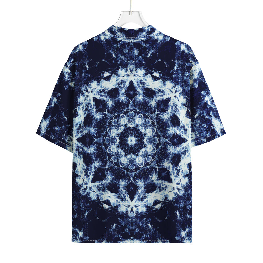 Blue Winter Mandala Print Rayon Hawaiian Shirt