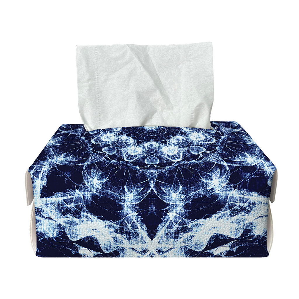 Blue Winter Mandala Print Rectangle Tissue Box Cover