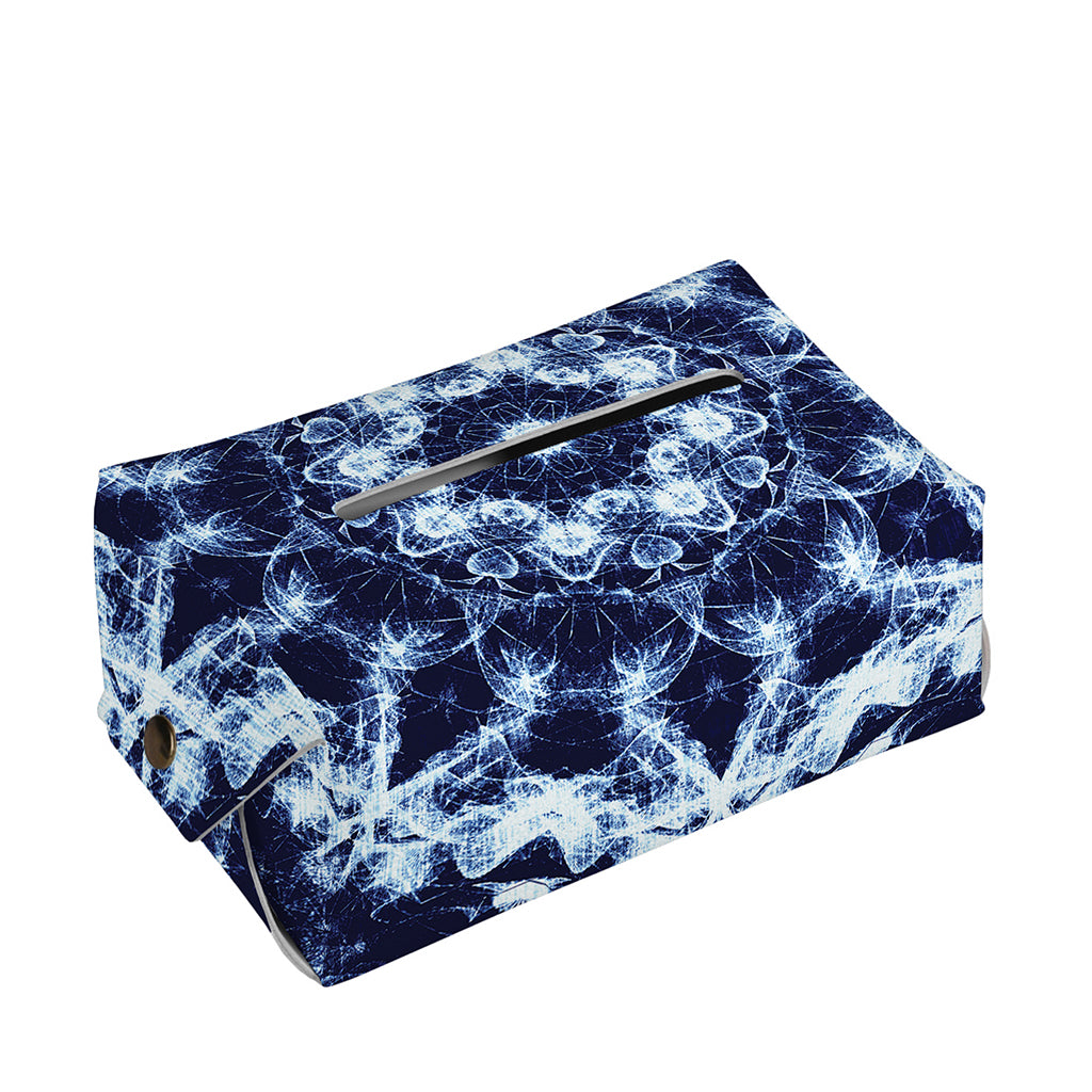 Blue Winter Mandala Print Rectangle Tissue Box Cover