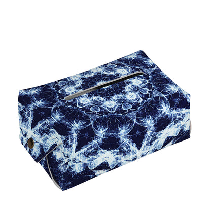 Blue Winter Mandala Print Rectangle Tissue Box Cover