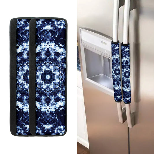 Blue Winter Mandala Print Refrigerator Handle Covers