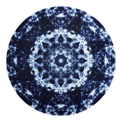 Blue Winter Mandala Print Round Blanket