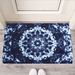 Blue Winter Mandala Print Rubber Doormat
