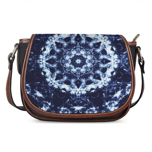 Blue Winter Mandala Print Saddle Bag