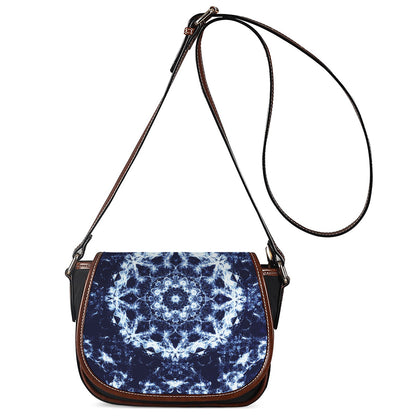 Blue Winter Mandala Print Saddle Bag