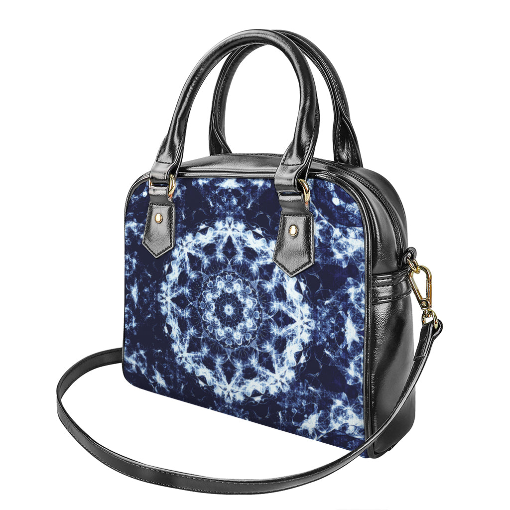 Blue Winter Mandala Print Shoulder Handbag