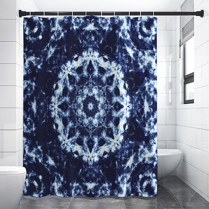 Blue Winter Mandala Print Shower Curtain