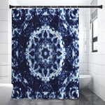 Blue Winter Mandala Print Shower Curtain