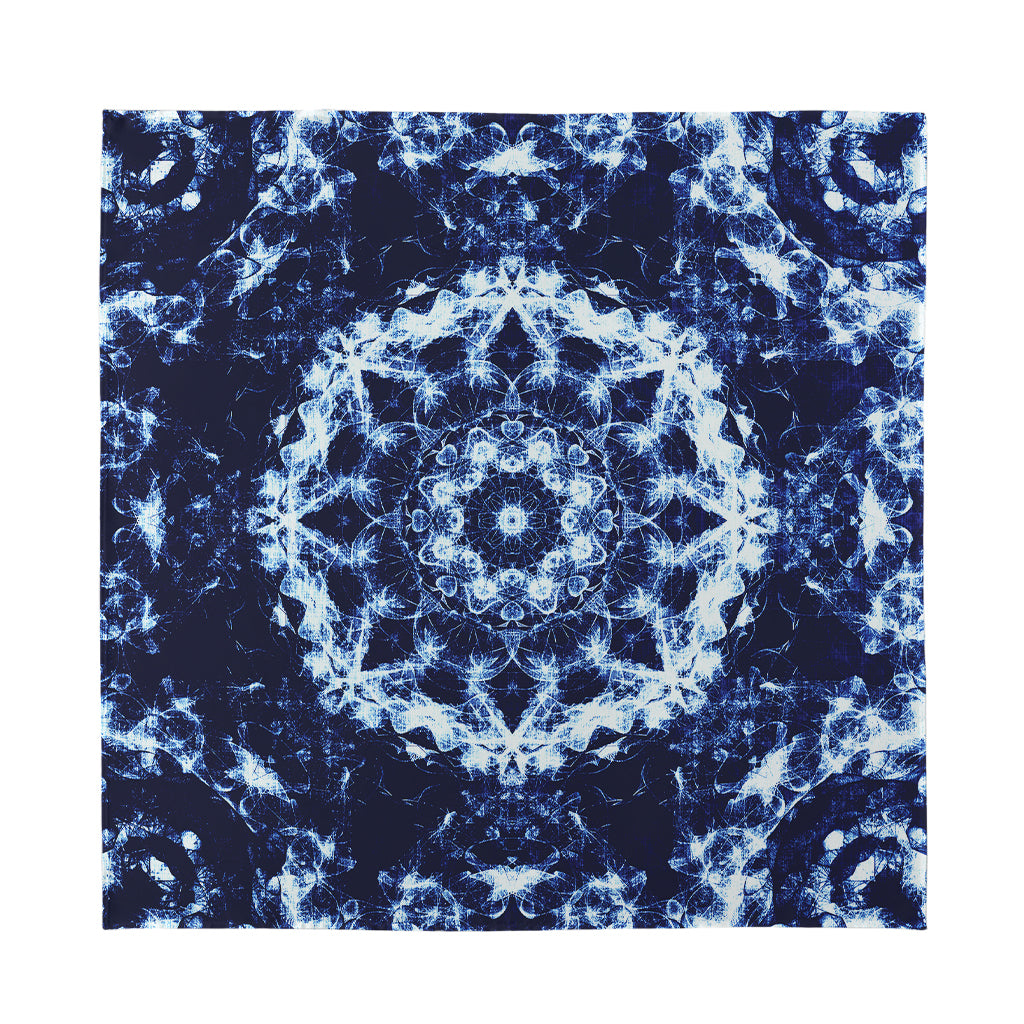 Blue Winter Mandala Print Silk Bandana
