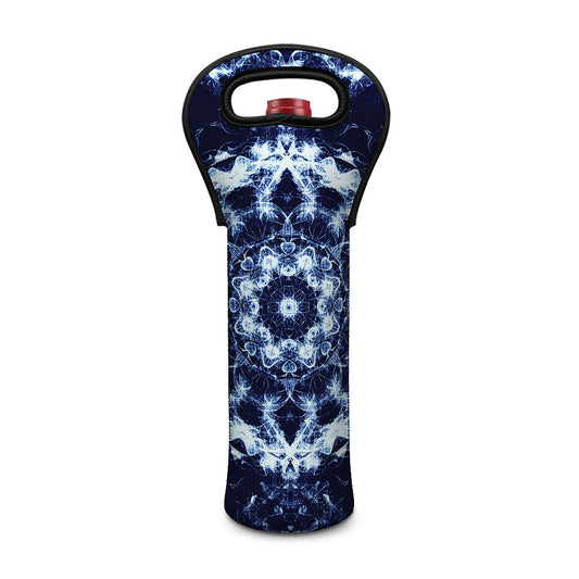 Blue Winter Mandala Print Single Neoprene Wine Tote