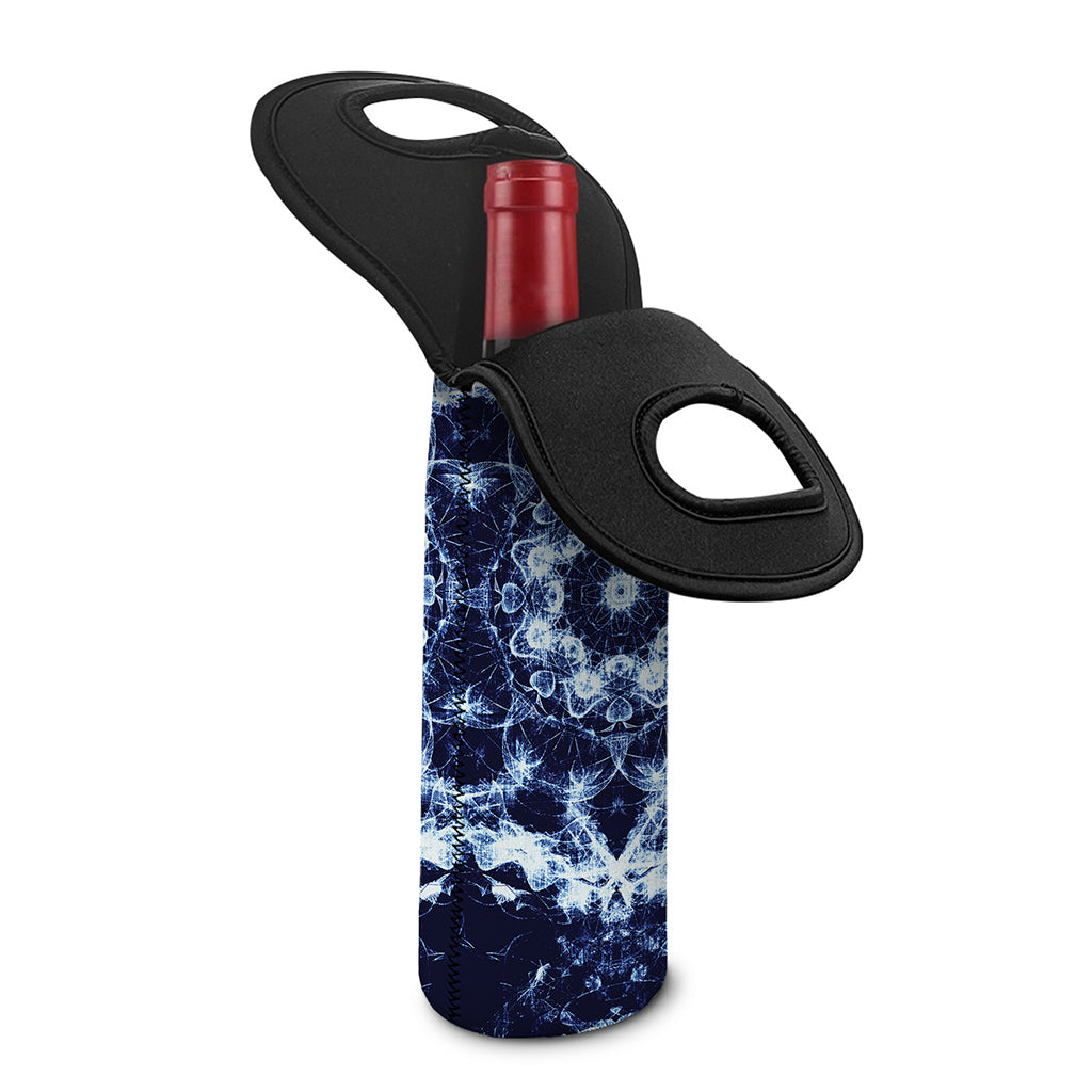 Blue Winter Mandala Print Single Neoprene Wine Tote