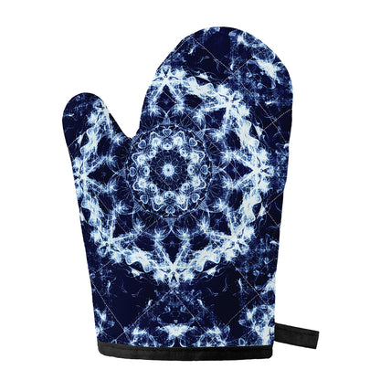 Blue Winter Mandala Print Single Oven Mitt
