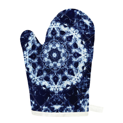 Blue Winter Mandala Print Single Oven Mitt