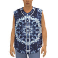 Blue Winter Mandala Print Sleeveless Baseball Jersey
