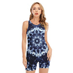 Blue Winter Mandala Print Sleeveless One Piece Swimsuit