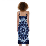 Blue Winter Mandala Print Slim Fit Midi Cami Dress