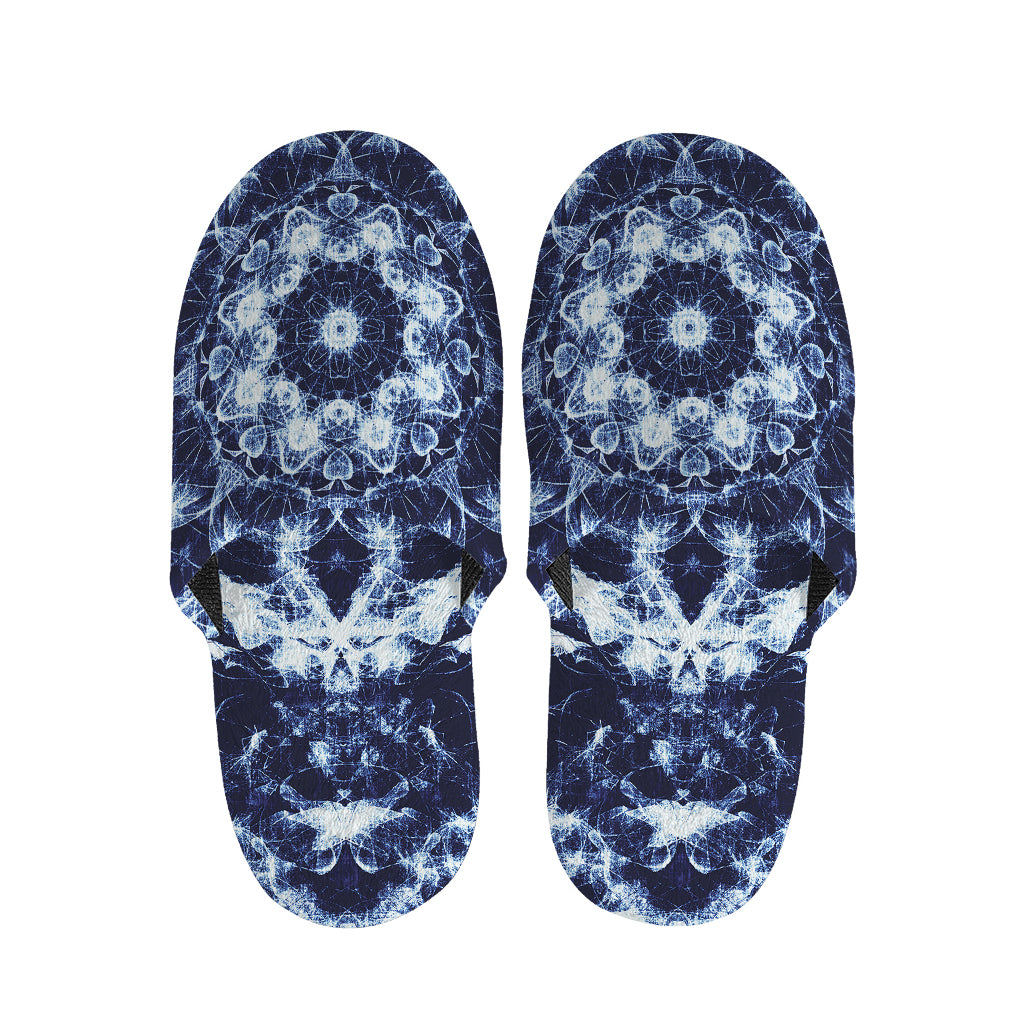 Blue Winter Mandala Print Slippers