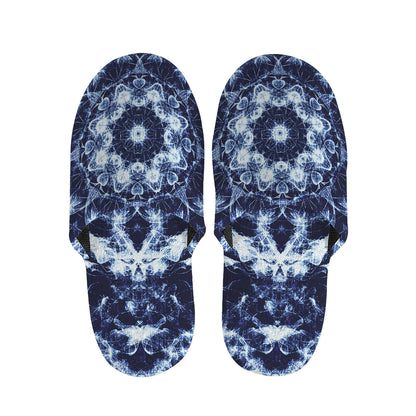 Blue Winter Mandala Print Slippers