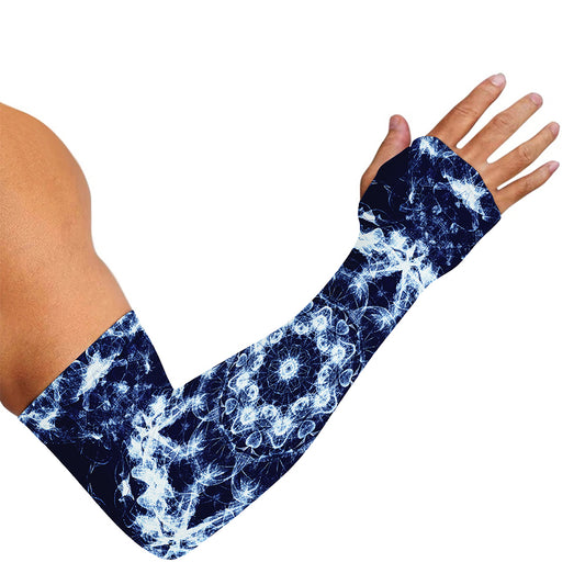 Blue Winter Mandala Print Sun Protection Arm Sleeves