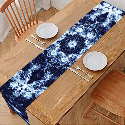 Blue Winter Mandala Print Table Runner