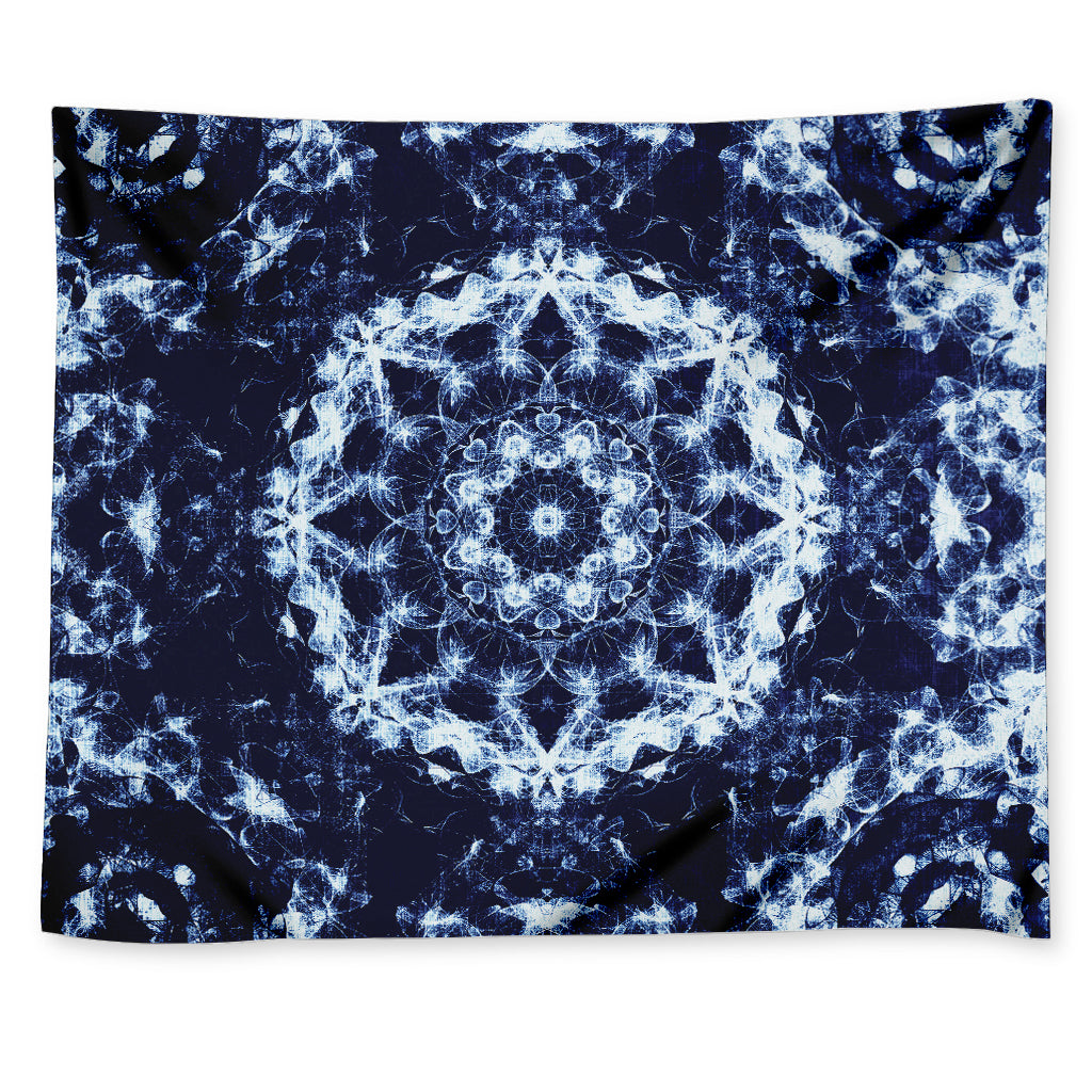 Blue Winter Mandala Print Tapestry