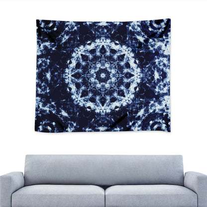 Blue Winter Mandala Print Tapestry