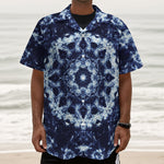 Blue Winter Mandala Print Textured Short Sleeve Shirt