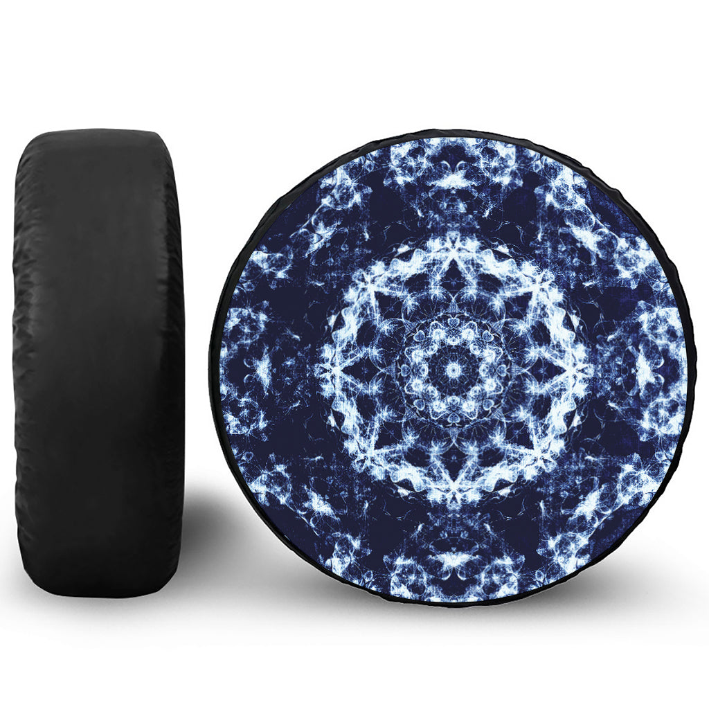 Blue Winter Mandala Print Tire Cover