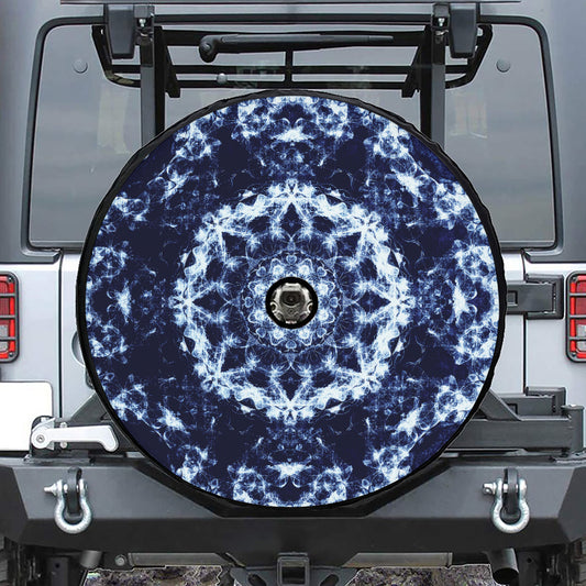 Blue Winter Mandala Print Tire Cover With Camera Hole