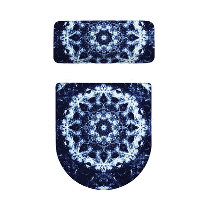 Blue Winter Mandala Print Toilet Lid And Tank Cover Set