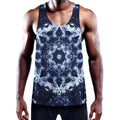 Blue Winter Mandala Print Men's Workout Tank Top