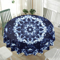 Blue Winter Mandala Print Waterproof Round Tablecloth