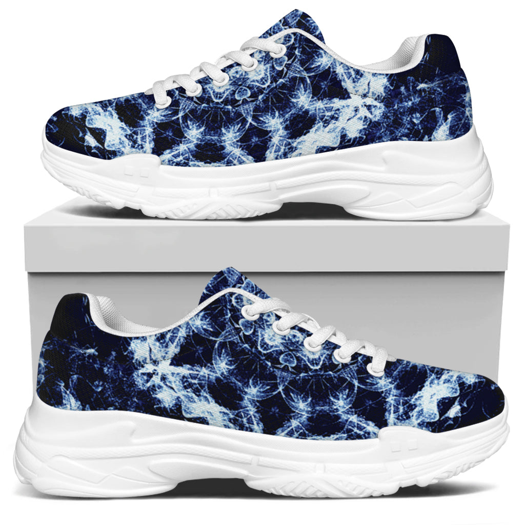 Blue Winter Mandala Print White Chunky Shoes