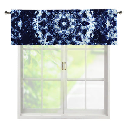 Blue Winter Mandala Print Window Valance