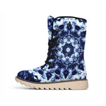 Blue Winter Mandala Print Winter Boots