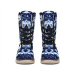 Blue Winter Mandala Print Winter Boots