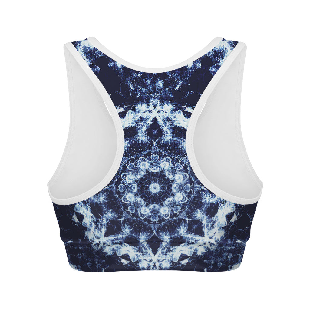 Blue Winter Mandala Print Women's Sports Bra