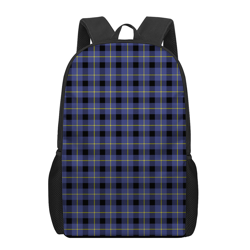 Blue Yellow And Black Plaid Print 17 Inch Backpack