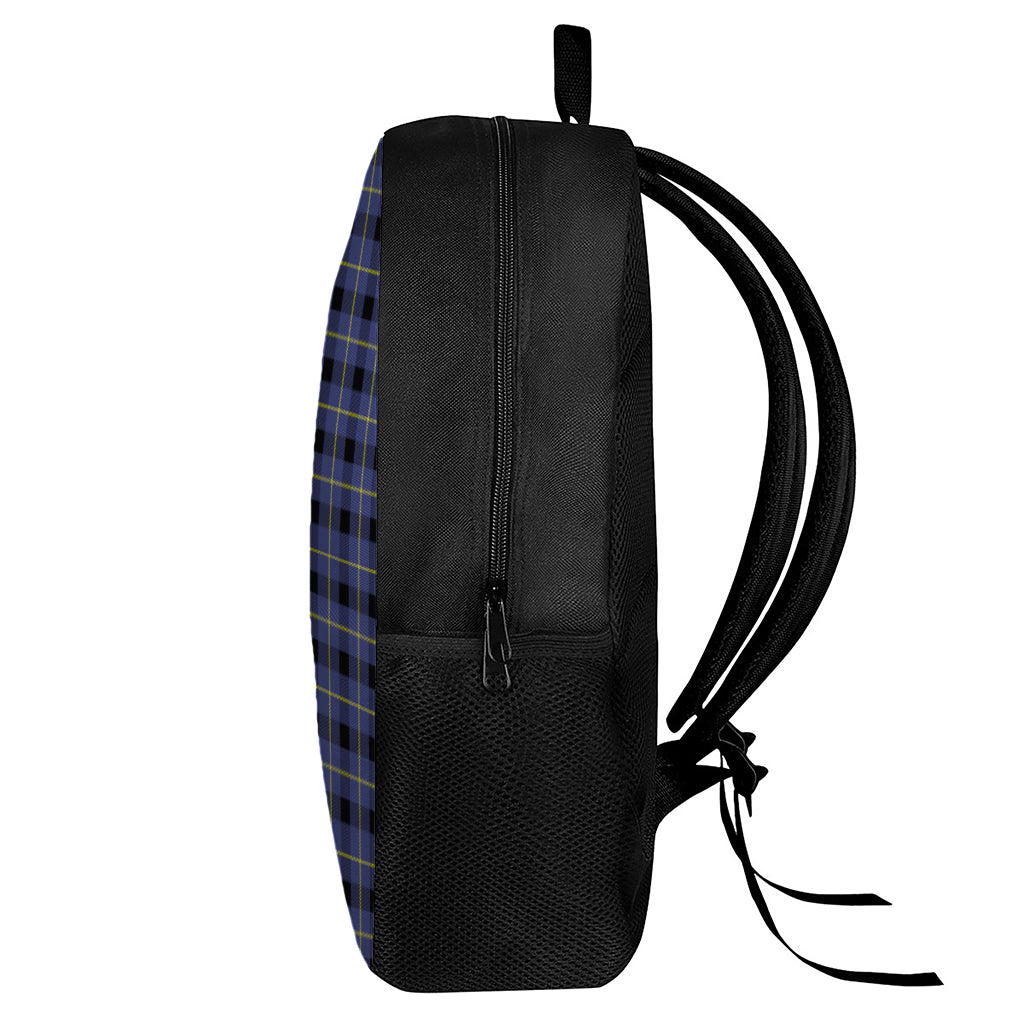 Blue Yellow And Black Plaid Print 17 Inch Backpack