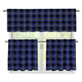 Blue Yellow And Black Plaid Print 3 Piece Kitchen Curtains